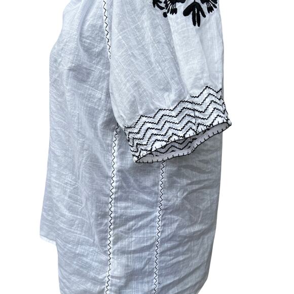 J. Crew Boxy White Blouse with Black Embellishments - Picture 4 of 7